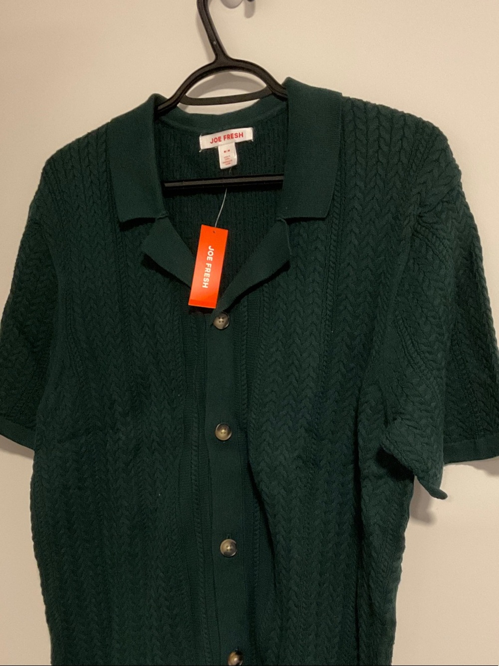 G-Joe Fresh Forest Green Knit Short-Sleeve Button Cardigan